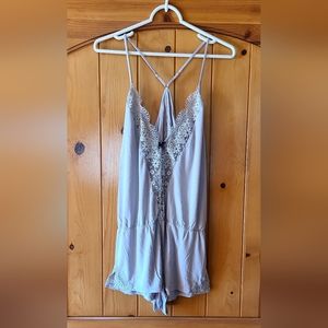 Victoria Secret VS sleep romper- Silver size Medium